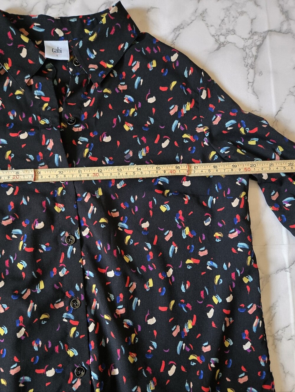 Anthropologie Cabi Black Multicolor Confetti Button-Down Blouse Shirt Small - Picture 9 of 13